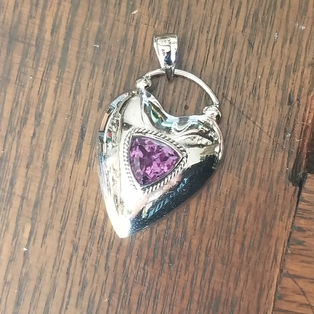 QVC Sterling silver Bali Heart pendant amethyst artisan
